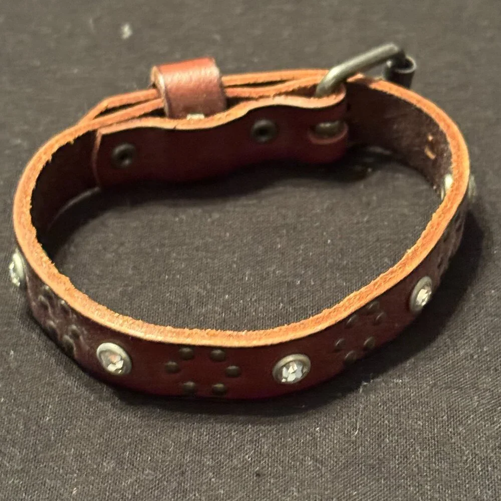 Vintage Handmade Leather Bracelet Studded